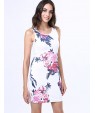 Women's Print Bodycon Crew Neck Micro Elastic Sleeveless Above Knee Plus Size Dress