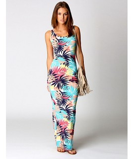 Women's Sexy/Bodycon/Beach/Casual/Print Sleeveless Maxi Dress