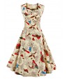 Women's Plus Size Vintage Swing Dress,Floral Square Neck Knee-length Sleeveless Blue / Red / White / Black Cotton Summer