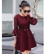 Women's Casual / Day Solid A Line Dress , Round Neck Mini Polyester