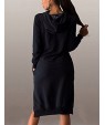 Women's Casual/Daily / Plus Size Dress,Solid Round Neck / Hooded Above Knee Long Sleeve Blue / Black / Gray Polyester Fall Micro-elastic