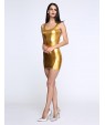 Women's Deep U Mini Dress , PU Black/Gold/Silver Sexy/Bodycon/Casual/Party/Work