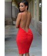 Women's Knotted Open Back Bodycon Midi Dress