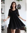 Women's Casual/Daily Cute Plus Size Dress U Neck Above Knee ? Length Sleeve Red / White / Black Summer