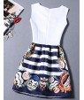 Women's Cute Print A Line Dress,Round Neck Mini Polyester