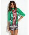 Women's Going out Vintage Loose Dress,Print Turtleneck Above Knee ? Sleeve Multi-color Silk / Polyester / Others Summer