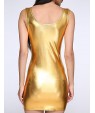 Women's Deep U Mini Dress , PU Black/Gold/Silver Sexy/Bodycon/Casual/Party/Work