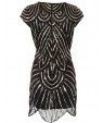 Women's Party/Cocktail Vintage 1920s Bodycon / Sheath Dress,Paisley Round Neck Knee-length Short Sleeve Black Polyester