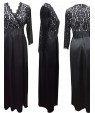 Women's Party/Cocktail Sexy Plus Size / Lace Dress,Solid V Neck Maxi ? Length Sleeve Black Polyester Spring