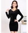 Women's Plus Size / Going out Street chic Bodycon Dress,Solid Asymmetrical Above Knee Long Sleeve Red / Black / Purple