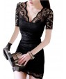 Women's Sexy Lace V Neck Spring Mini Dress