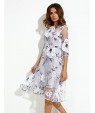 Women's Casual/Daily / Plus Size Street chic A Line Dress,Floral Round Neck Knee-length Long Sleeve Gray Polyester Spring