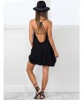 Women's Sexy Loose / Little Black Dress,Solid V Neck Mini Sleeveless Black Rayon Summer