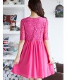 Women's Casual/Daily Cute Plus Size Dress U Neck Above Knee ? Length Sleeve Red / White / Black Summer