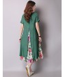 Women's Vintage Ethnic Print Floral Loose Dress,Casual/Daily Round Neck False two Midi Sweet Cotton / Linen