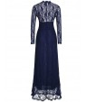 Women's Sexy Casual Party V Neck Lace Maxi Dress