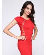 Women's Round Neck Dress , Lace Maxi Short Sleeve