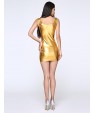 Women's Deep U Mini Dress , PU Black/Gold/Silver Sexy/Bodycon/Casual/Party/Work