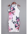 Women's Print Bodycon Crew Neck Micro Elastic Sleeveless Above Knee Plus Size Dress