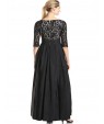 Women's Party/Cocktail Sexy Plus Size / Lace Dress,Solid V Neck Maxi ? Length Sleeve Black Polyester Spring