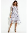 Women's Casual/Daily / Plus Size Street chic A Line Dress,Floral Round Neck Knee-length Long Sleeve Gray Polyester Spring