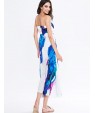 Women's Sexy / Party / Cocktail Floral Flapper Dress , Strapless Maxi Rayon