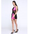 Women's Round Neck Mesh Mini Dress , Cotton/Spandex Blue/Pink/White Sexy/Party