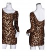 Women's Club Sexy Bodycon Dress,Leopard U Neck Mini Long Sleeve Brown Cotton / Modal / Spandex Summer Mid Rise Stretchy Opaque / Thin