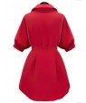 Women's Plus Size Simple Sheath Dress,Solid Shirt Collar Above Knee ? Length Sleeve Red / Black Polyester Summer