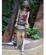 Women's Loose Dress,Print Round Neck Midi Sleeveless Summer