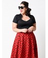 Women's Vintage Swing Dress,Polka Dot V Neck Knee-length Short Sleeve Red / Black Cotton Spring