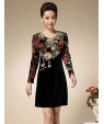 Women's Casual/Daily Simple Sheath Dress,Embroidered Round Neck Above Knee Long Sleeve Red / Orange Polyester Spring