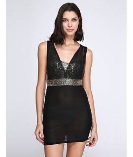 Women's Sexy Deep-v Sequined Bodycon Mini Dress