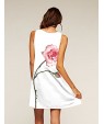 Women's Simple / Street chic Loose Dress,Floral Round Neck Above Knee Sleeveless White Polyester Summer