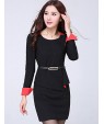 Women's OL Commuter Slim Waist Flod Tweed Plus Size Dress(with Strap)