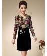 Women's Casual/Daily Simple Sheath Dress,Embroidered Round Neck Above Knee Long Sleeve Red / Orange Polyester Spring