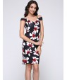 Women's Sexy Floral Bodycon Dress , V Neck Knee-length Cotton / Polyester