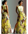 Women's Sexy / Boho Floral Sheath / Swing Dress , Crew Neck Maxi Polyester